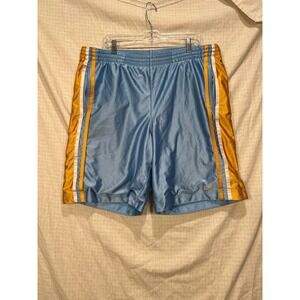 Nike Vintage Athletic Shorts Light Blue Gold White Striped Mens Mesh #2181